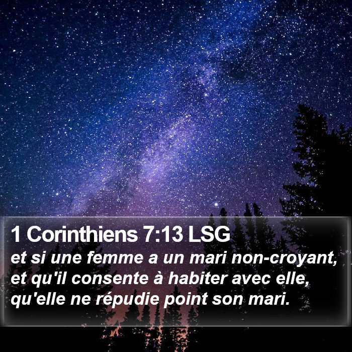 1 Corinthiens 7:13 LSG Bible Study