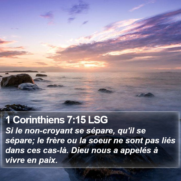 1 Corinthiens 7:15 LSG Bible Study
