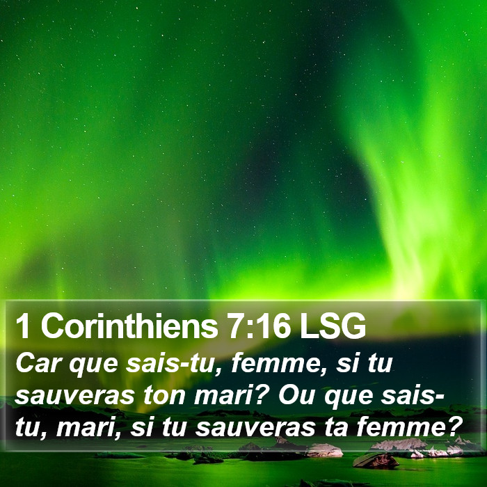 1 Corinthiens 7:16 LSG Bible Study