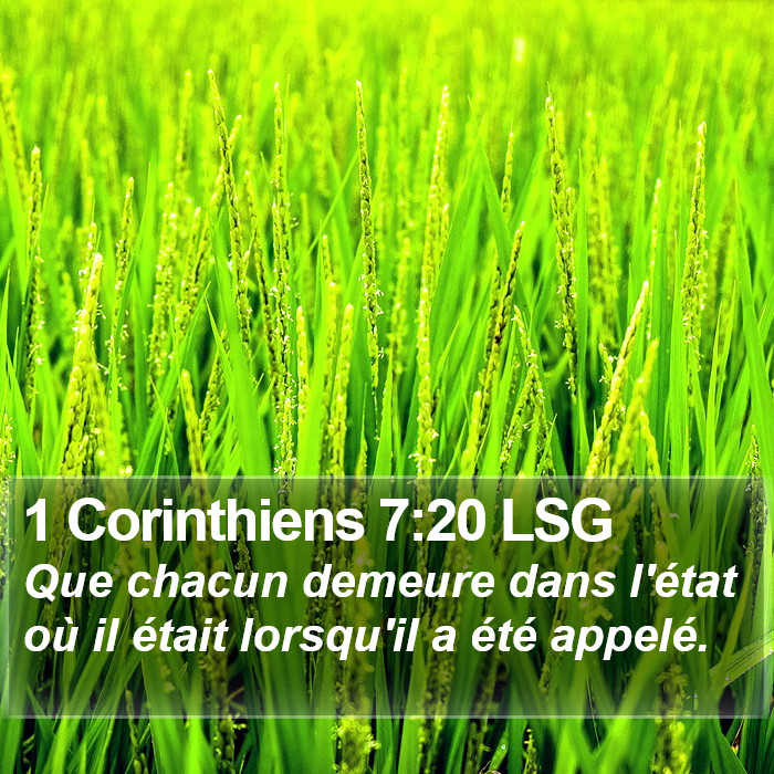 1 Corinthiens 7:20 LSG Bible Study