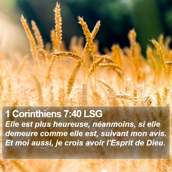 1 Corinthiens 7:40 LSG Bible Study