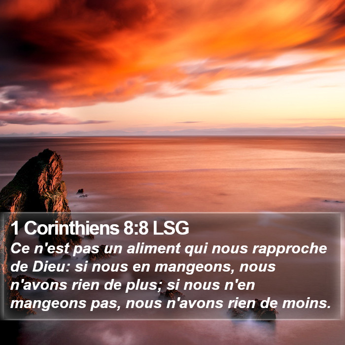1 Corinthiens 8:8 LSG Bible Study
