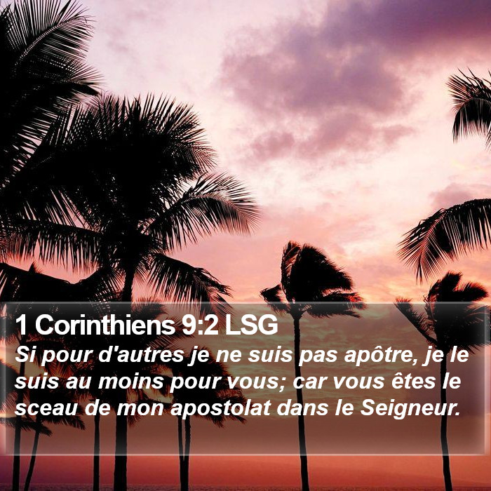 1 Corinthiens 9:2 LSG Bible Study