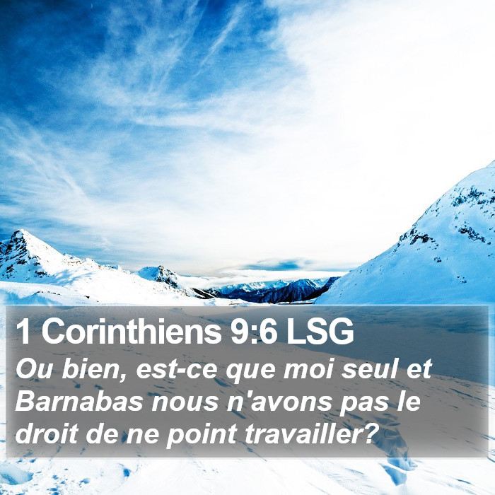 1 Corinthiens 9:6 LSG Bible Study