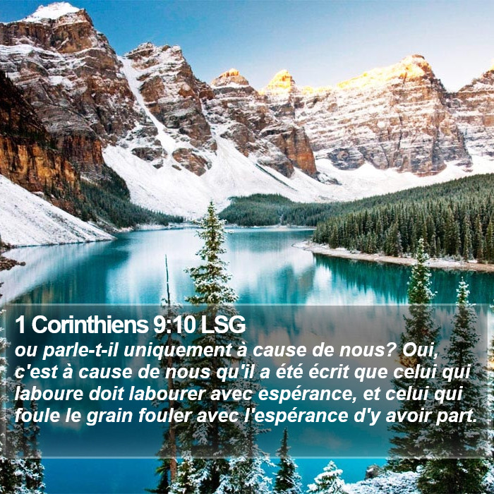 1 Corinthiens 9:10 LSG Bible Study