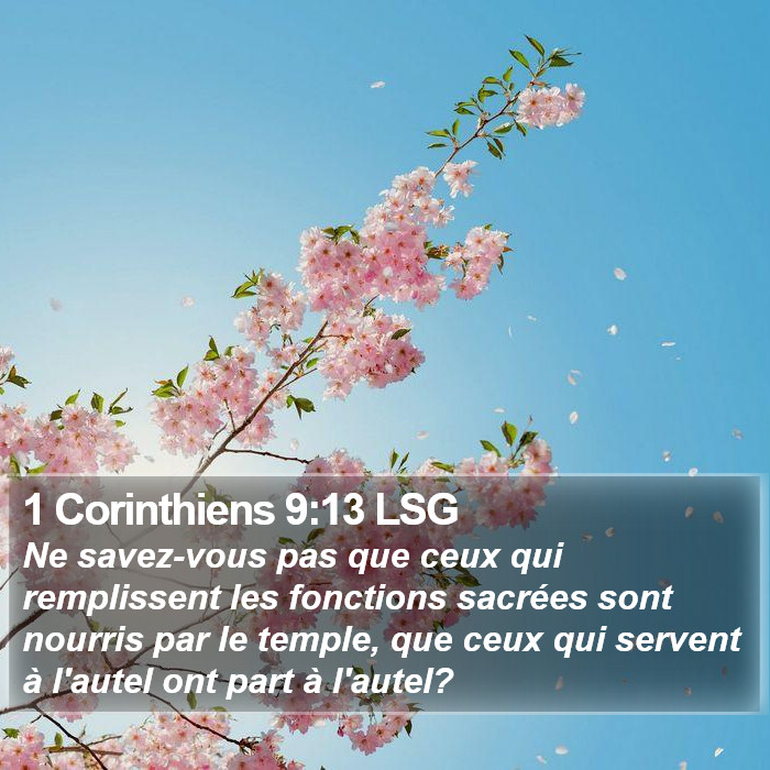 1 Corinthiens 9:13 LSG Bible Study