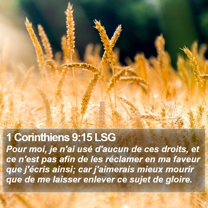 1 Corinthiens 9:15 LSG Bible Study