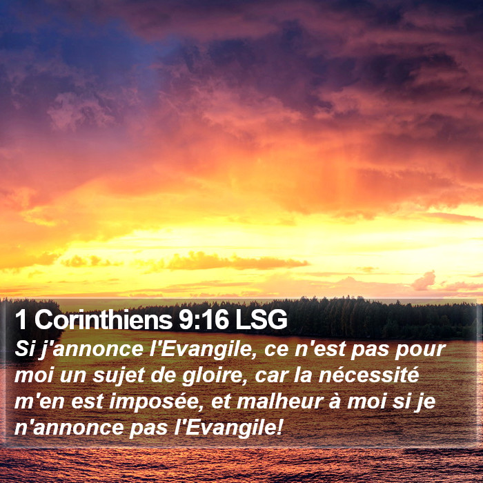 1 Corinthiens 9:16 LSG Bible Study