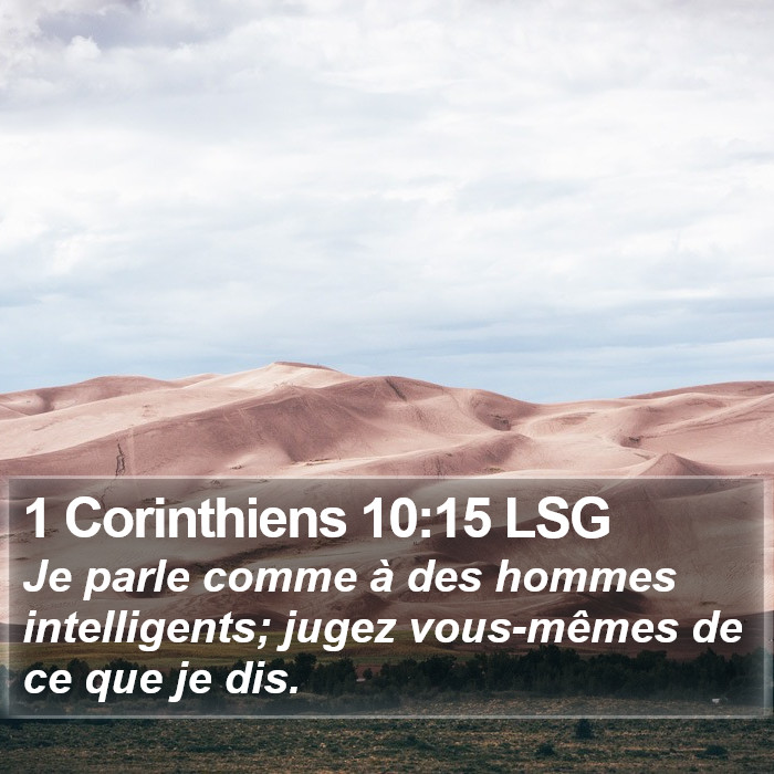 1 Corinthiens 10:15 LSG Bible Study
