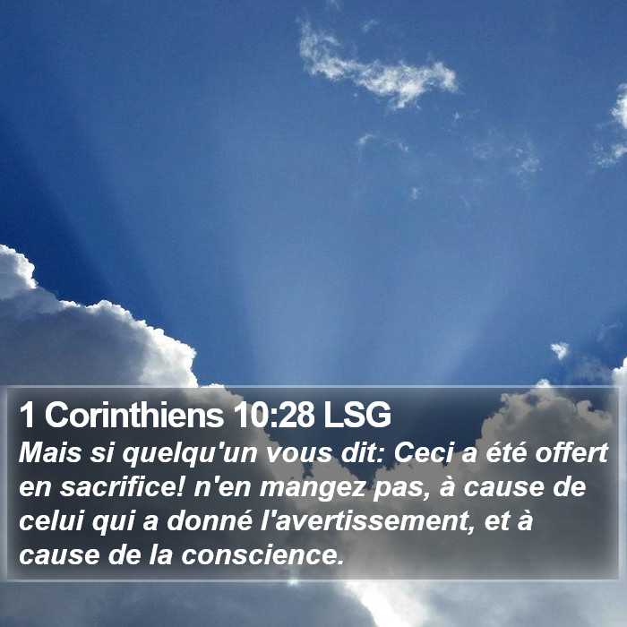 1 Corinthiens 10:28 LSG Bible Study