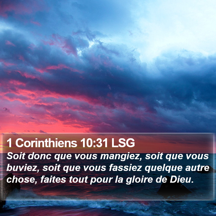 1 Corinthiens 10:31 LSG Bible Study