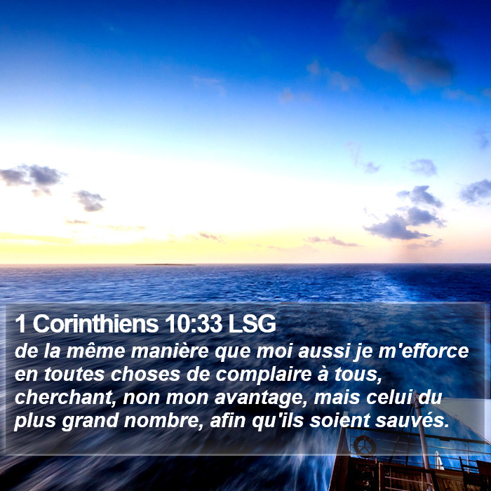 1 Corinthiens 10:33 LSG Bible Study