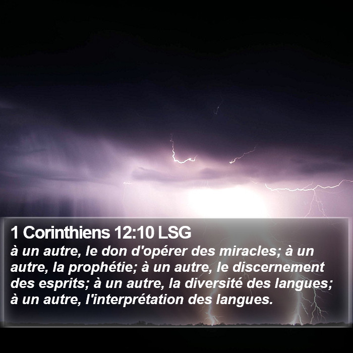1 Corinthiens 12:10 LSG Bible Study