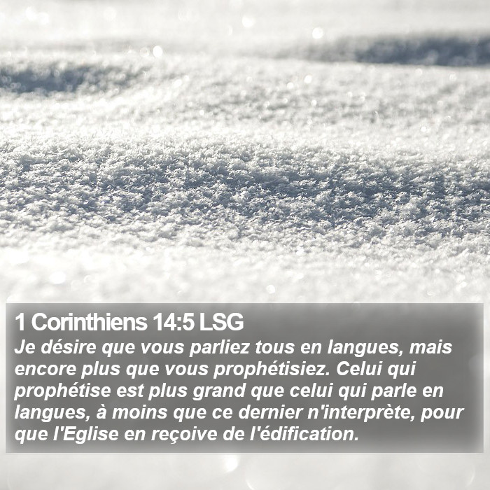 1 Corinthiens 14:5 LSG Bible Study