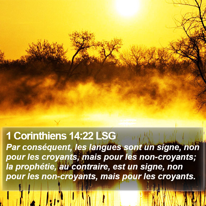 1 Corinthiens 14:22 LSG Bible Study