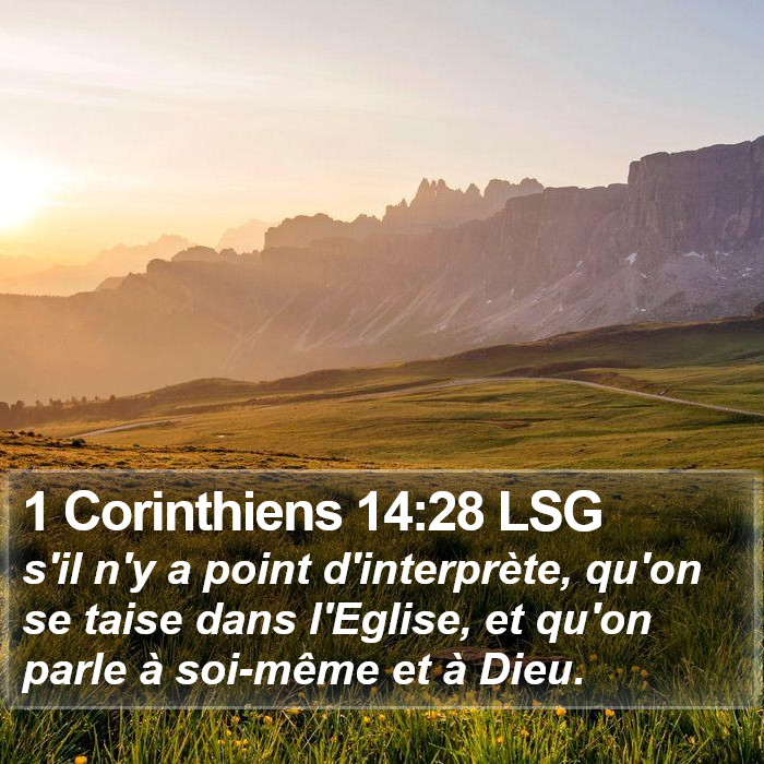 1 Corinthiens 14:28 LSG Bible Study