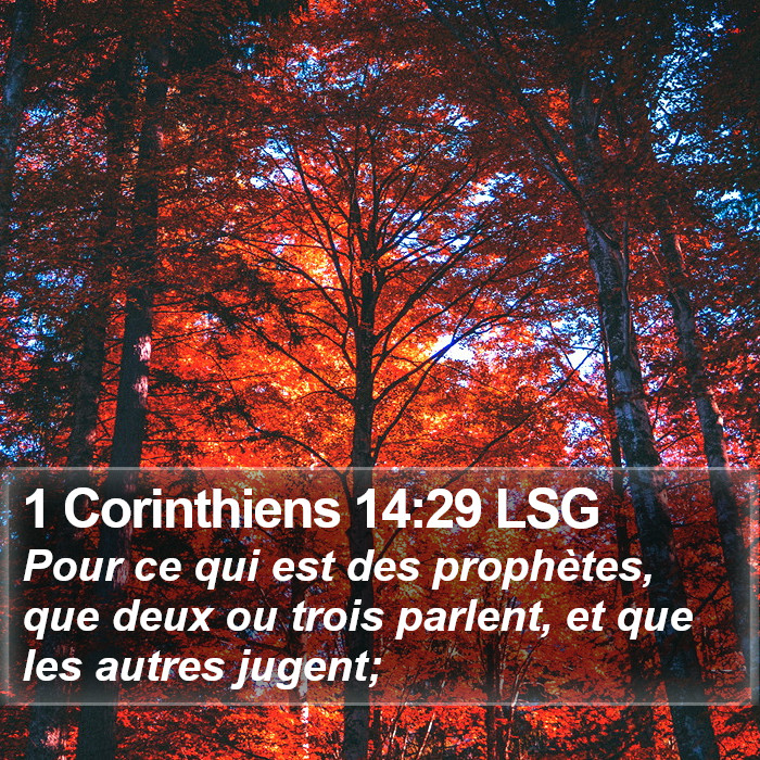 1 Corinthiens 14:29 LSG Bible Study