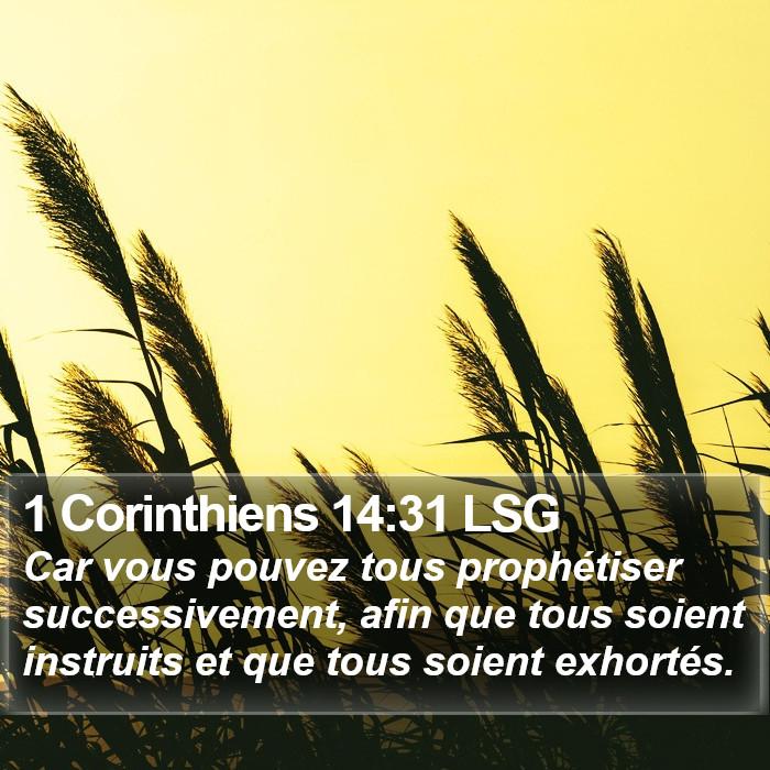 1 Corinthiens 14:31 LSG Bible Study