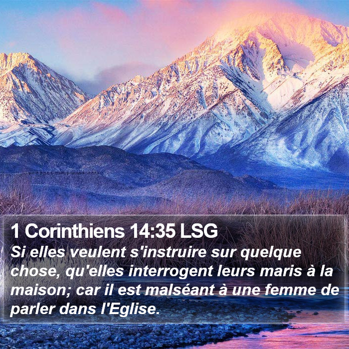 1 Corinthiens 14:35 LSG Bible Study
