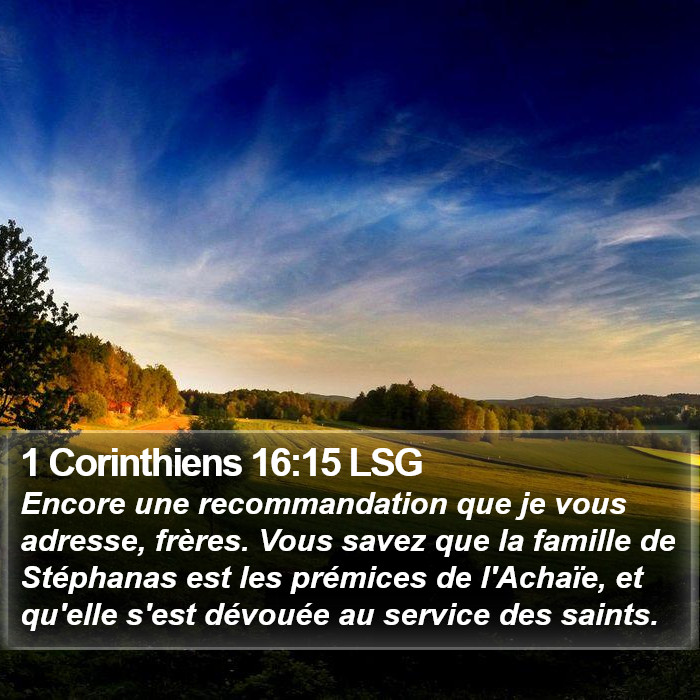 1 Corinthiens 16:15 LSG Bible Study