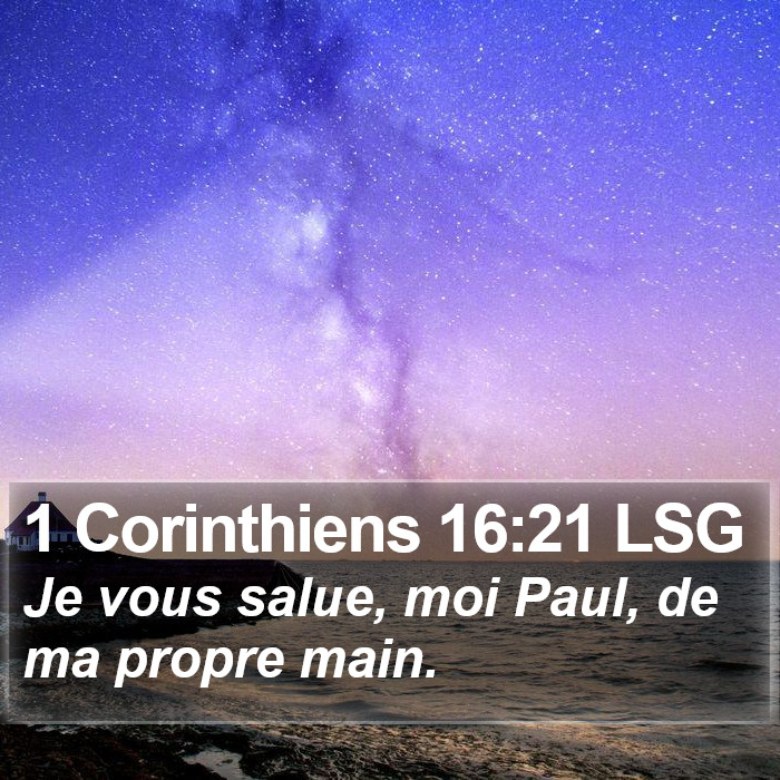 1 Corinthiens 16:21 LSG Bible Study