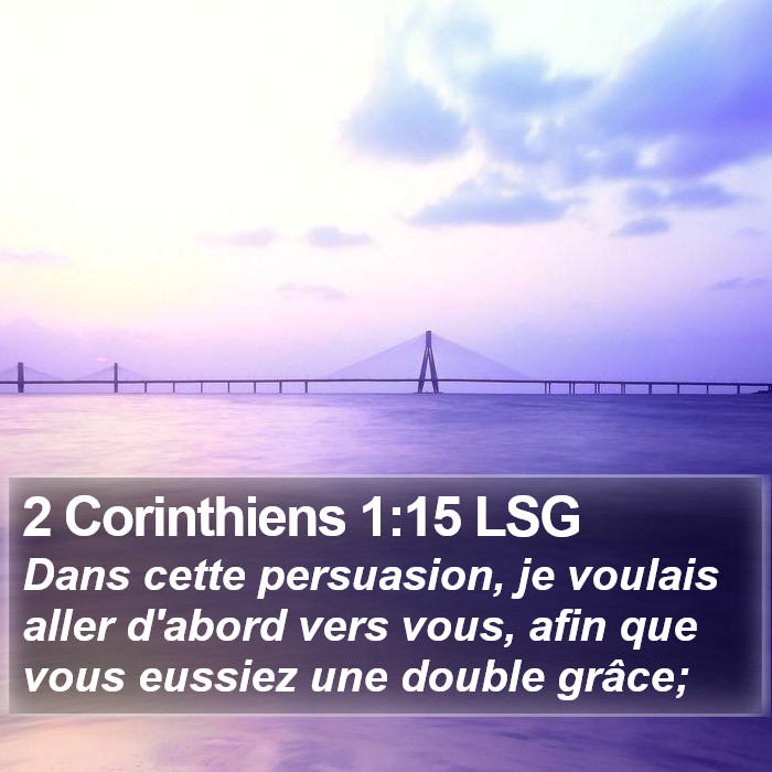 2 Corinthiens 1:15 LSG Bible Study