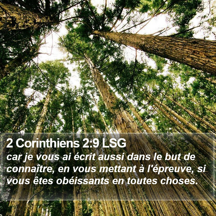 2 Corinthiens 2:9 LSG Bible Study