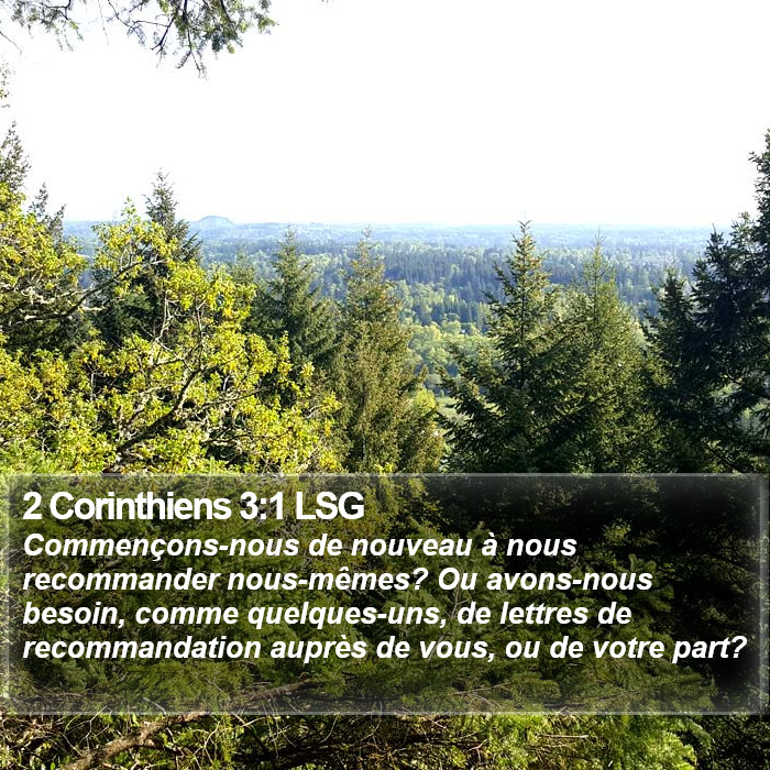 2 Corinthiens 3:1 LSG Bible Study