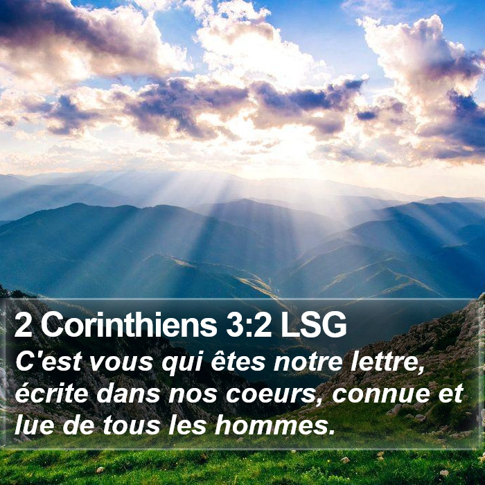 2 Corinthiens 3:2 LSG Bible Study