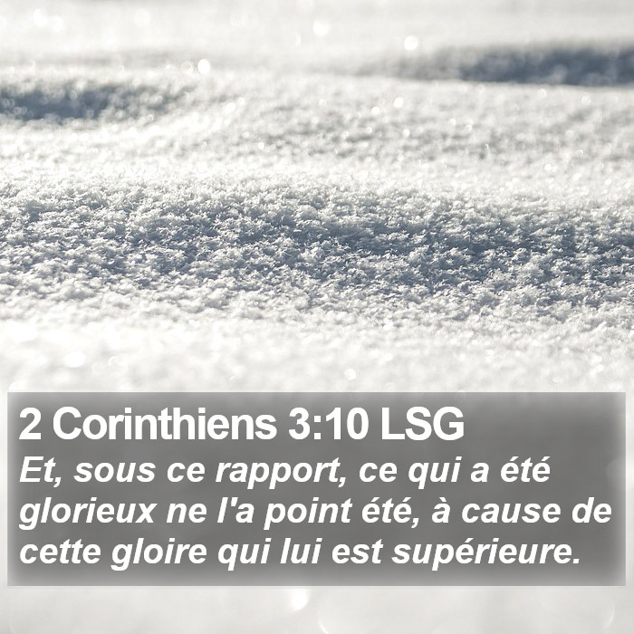 2 Corinthiens 3:10 LSG Bible Study