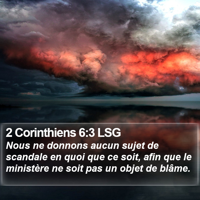 2 Corinthiens 6:3 LSG Bible Study