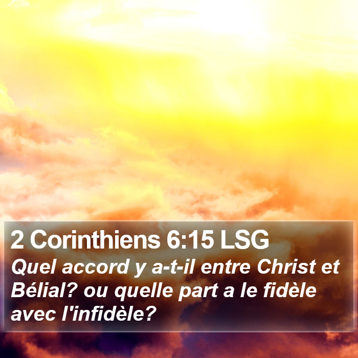 2 Corinthiens 6:15 LSG Bible Study