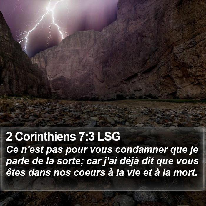 2 Corinthiens 7:3 LSG Bible Study