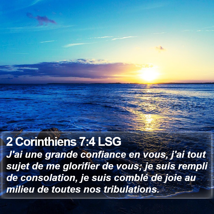 2 Corinthiens 7:4 LSG Bible Study