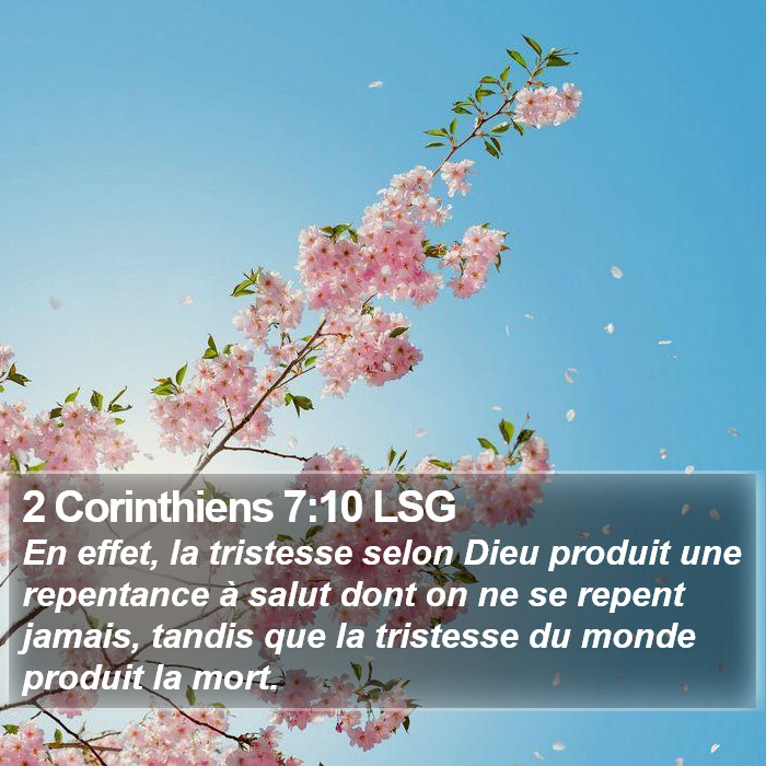 2 Corinthiens 7:10 LSG Bible Study