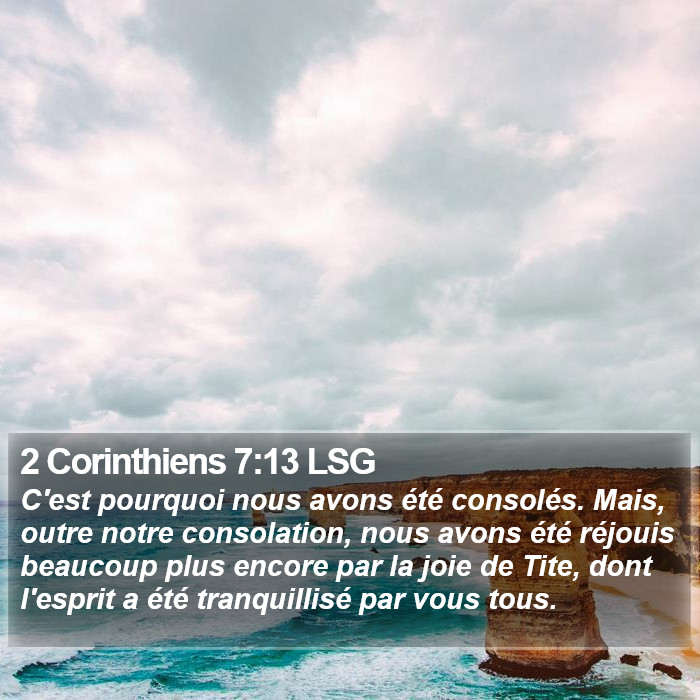 2 Corinthiens 7:13 LSG Bible Study