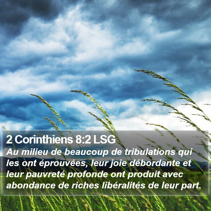 2 Corinthiens 8:2 LSG Bible Study