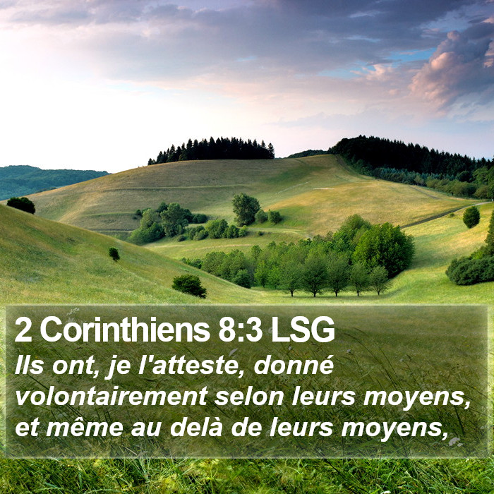 2 Corinthiens 8:3 LSG Bible Study