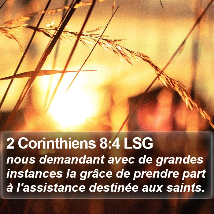 2 Corinthiens 8:4 LSG Bible Study