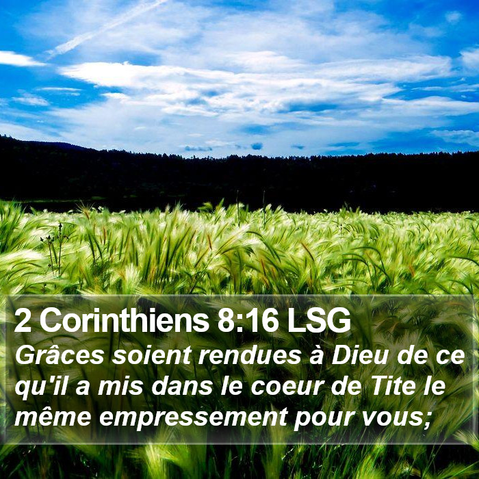 2 Corinthiens 8:16 LSG Bible Study