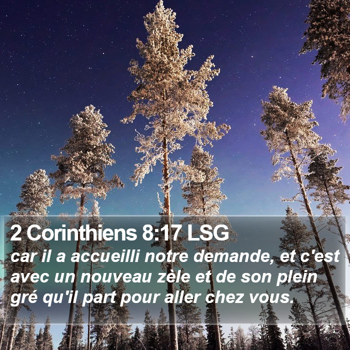 2 Corinthiens 8:17 LSG Bible Study