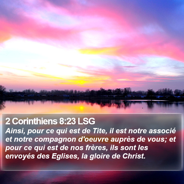 2 Corinthiens 8:23 LSG Bible Study