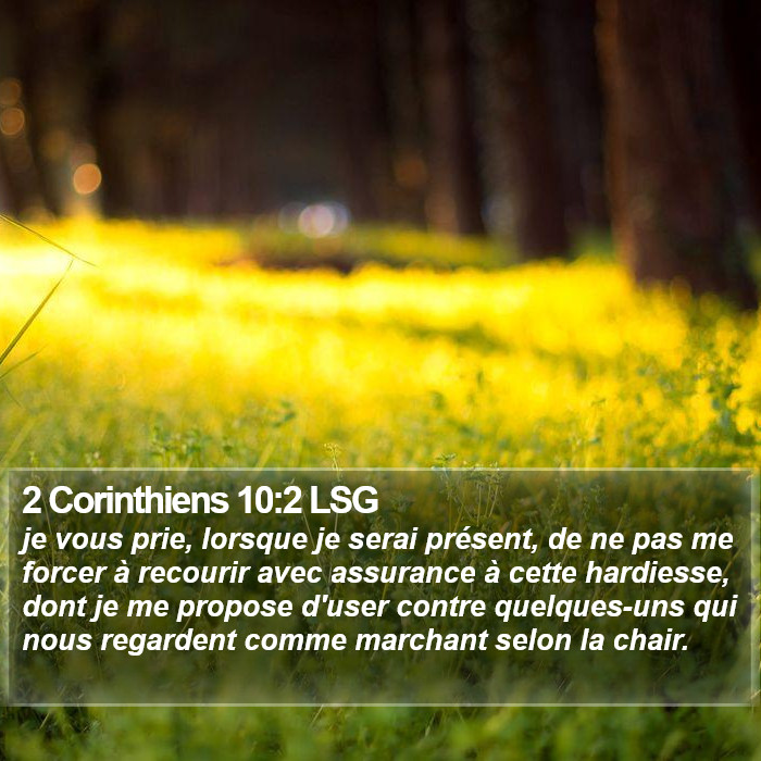 2 Corinthiens 10:2 LSG Bible Study
