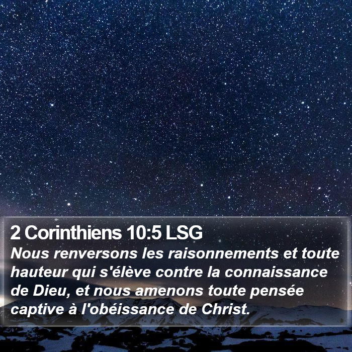 2 Corinthiens 10:5 LSG Bible Study