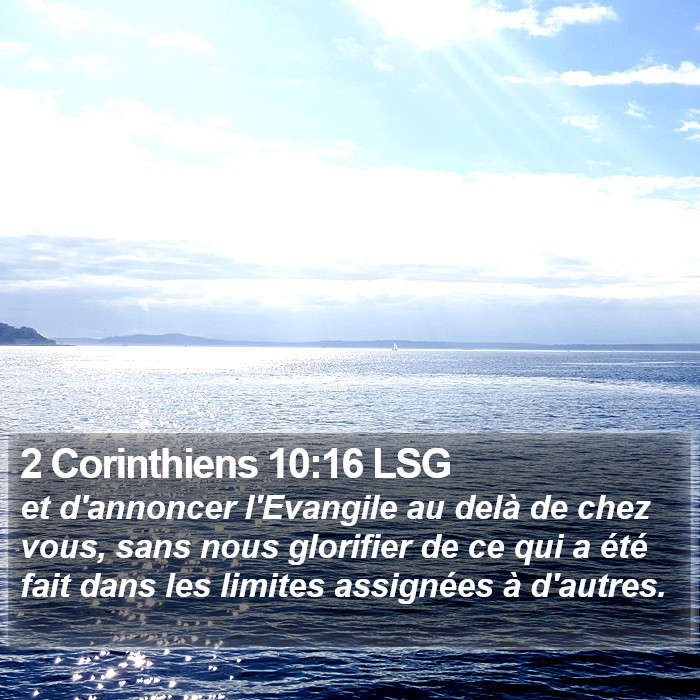 2 Corinthiens 10:16 LSG Bible Study