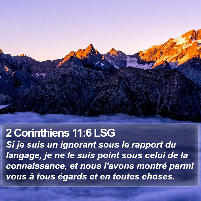 2 Corinthiens 11:6 LSG Bible Study
