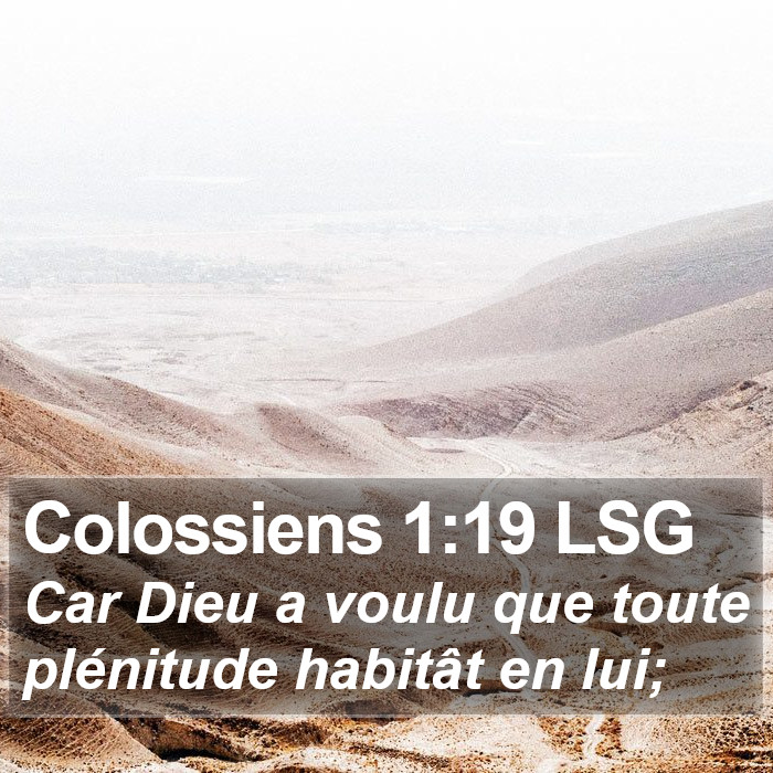 Colossiens 1:19 LSG Bible Study