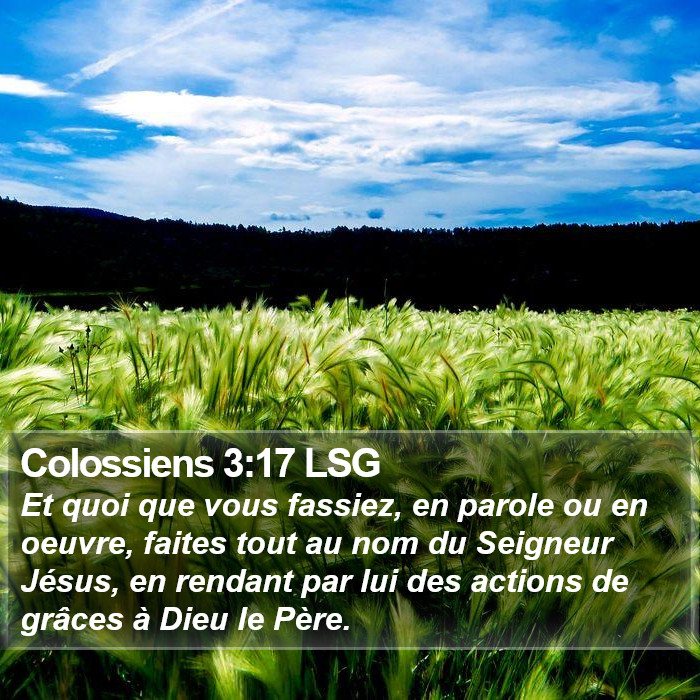 Colossiens 3:17 LSG Bible Study