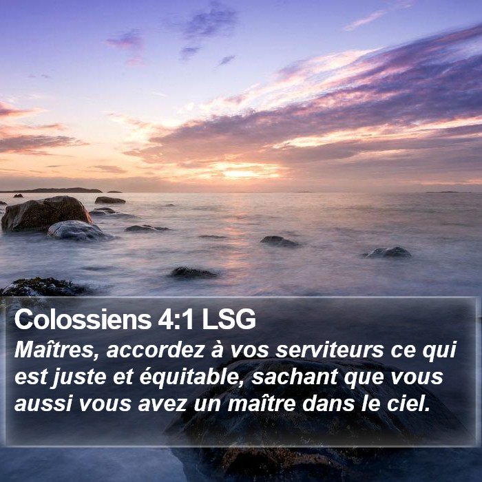 Colossiens 4:1 LSG Bible Study