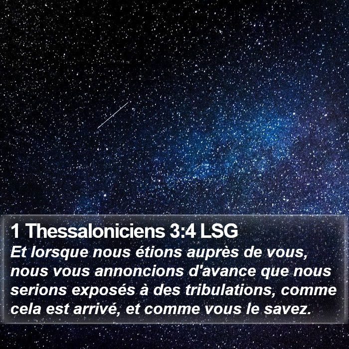 1 Thessaloniciens 3:4 LSG Bible Study